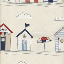 Beach Huts Blue Fabric by the Metre